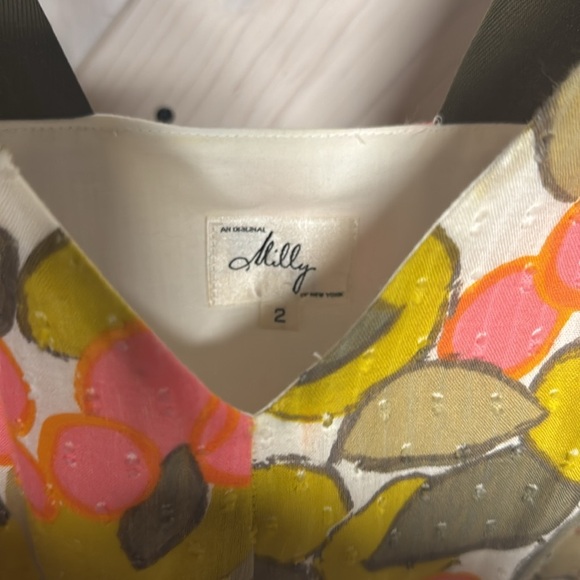 Milly of New York Swiss Dot Cotton Lemon & Cherry Print Mini Dress Size 2 - Picture 10 of 10